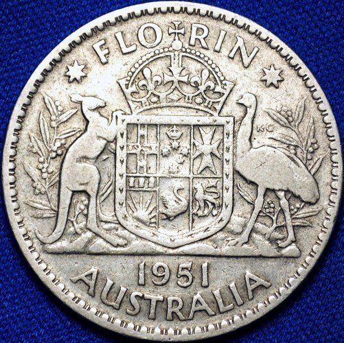 1951 Australian florin reverse