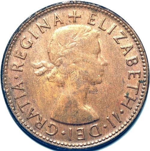 1953 (m) Australian penny obverse