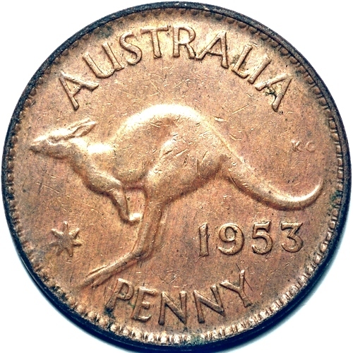 1953 (m) Australian penny reverse