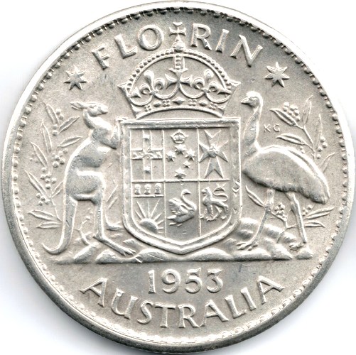 1953 Australian florin reverse