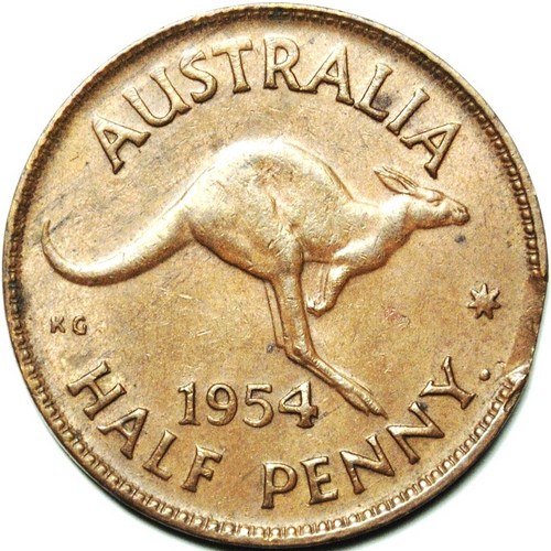 1954 Australian halfpenny reverse