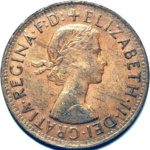1955 Y. Australian penny obverse