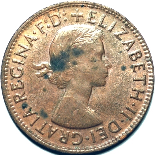 1958 Y. Australian penny obverse