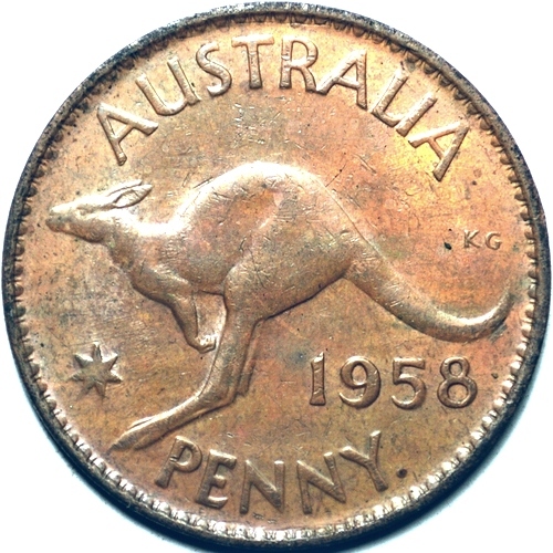 1958 Y. Australian penny reverse