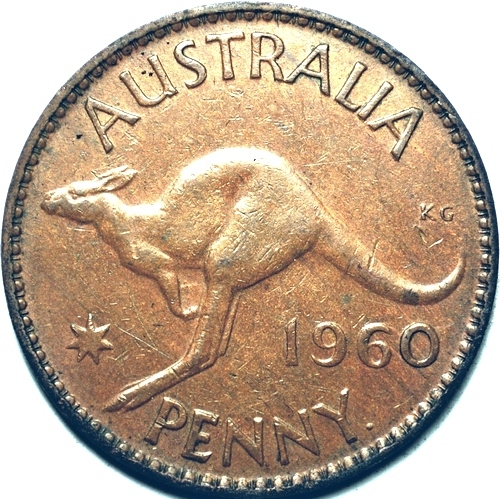 1960 Y. Australian penny reverse