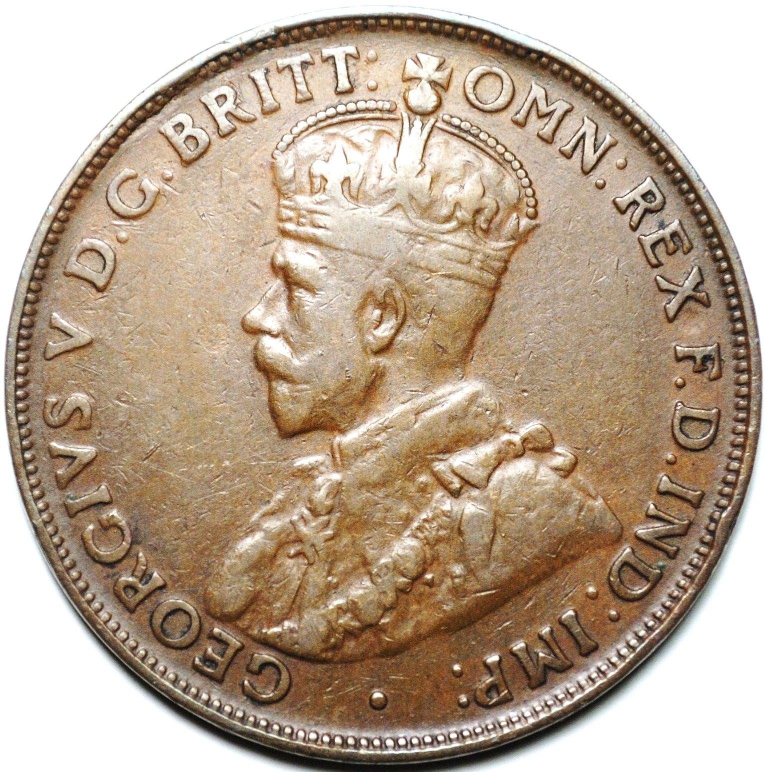 1927 Australian penny, Indian obverse variety, obverse